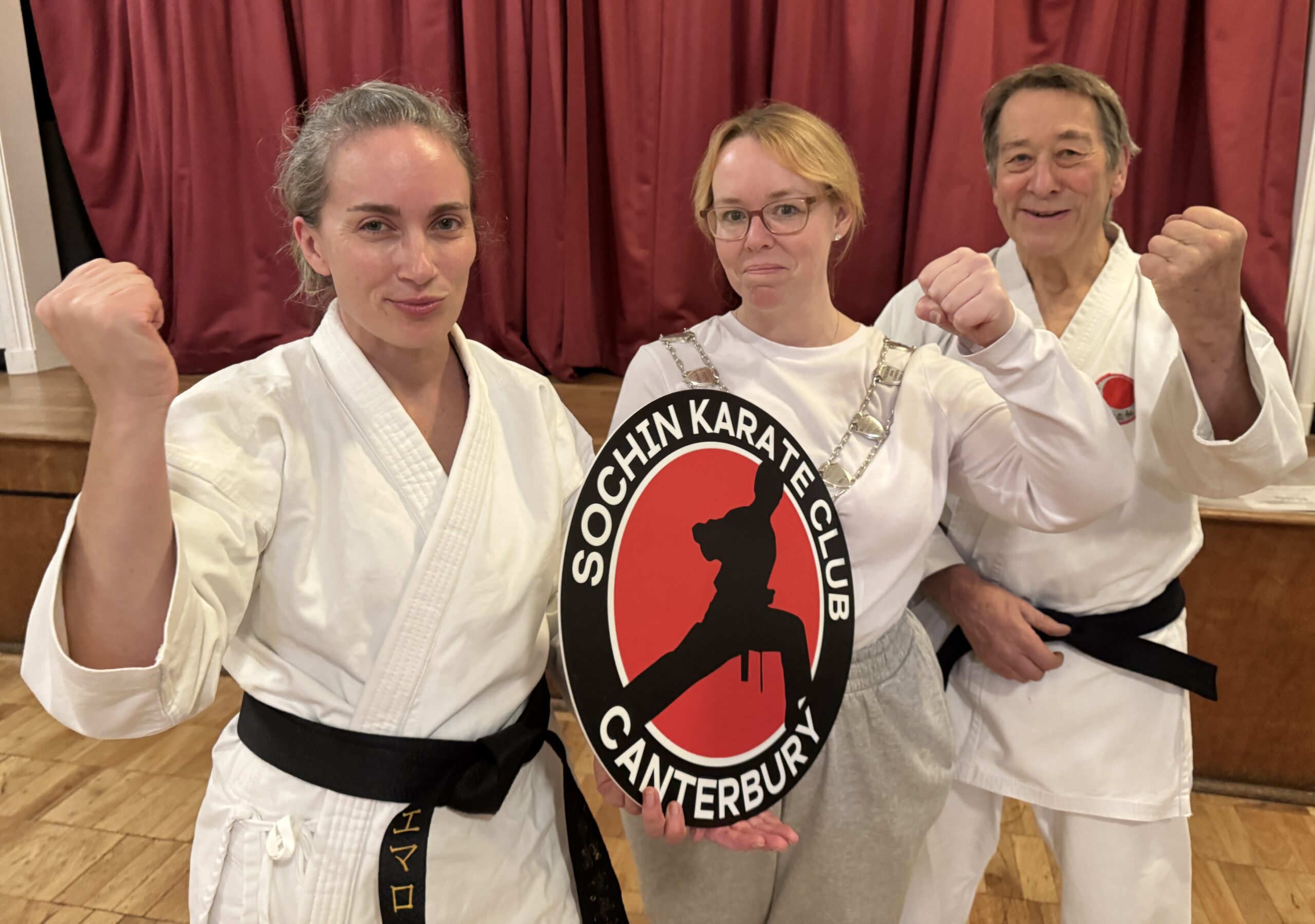 Cllr Steph Jupe with Sensei Emma and Sensei Georges